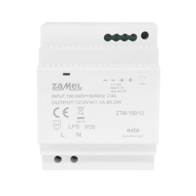  Zasilacz impulsowy montowany na szynie TH-35 (DIN) 100W 12V DC TYP: ZTM-100/12 ZAMEL (EXT10000285-WUN)